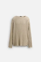 RIBBED DISTRESSED SWEATER
