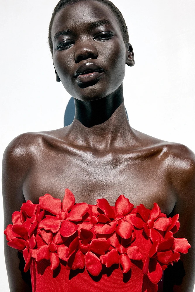 ROBE MIDI FLEURS EN MAILLE