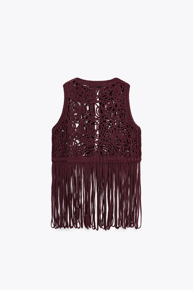 GILET MACRAMÉ FRANGES
