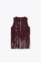 GILET MACRAMÉ FRANGES