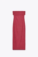 TEXTURED BANDEAU MIDI DRESS