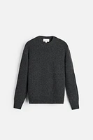 WOOL - COTTON BLEND TEXTURED WEAVE SWEATER