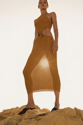 ROBE HALTER EN MAILLE AJOURÉE