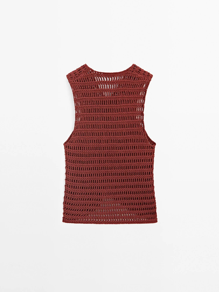Top en maille ajourée crochetée