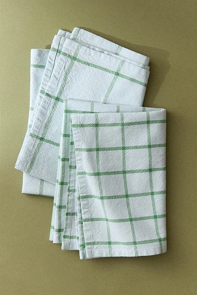 LOT TORCHONS DE CUISINE COTON CARREAUX (LOT DE 2)