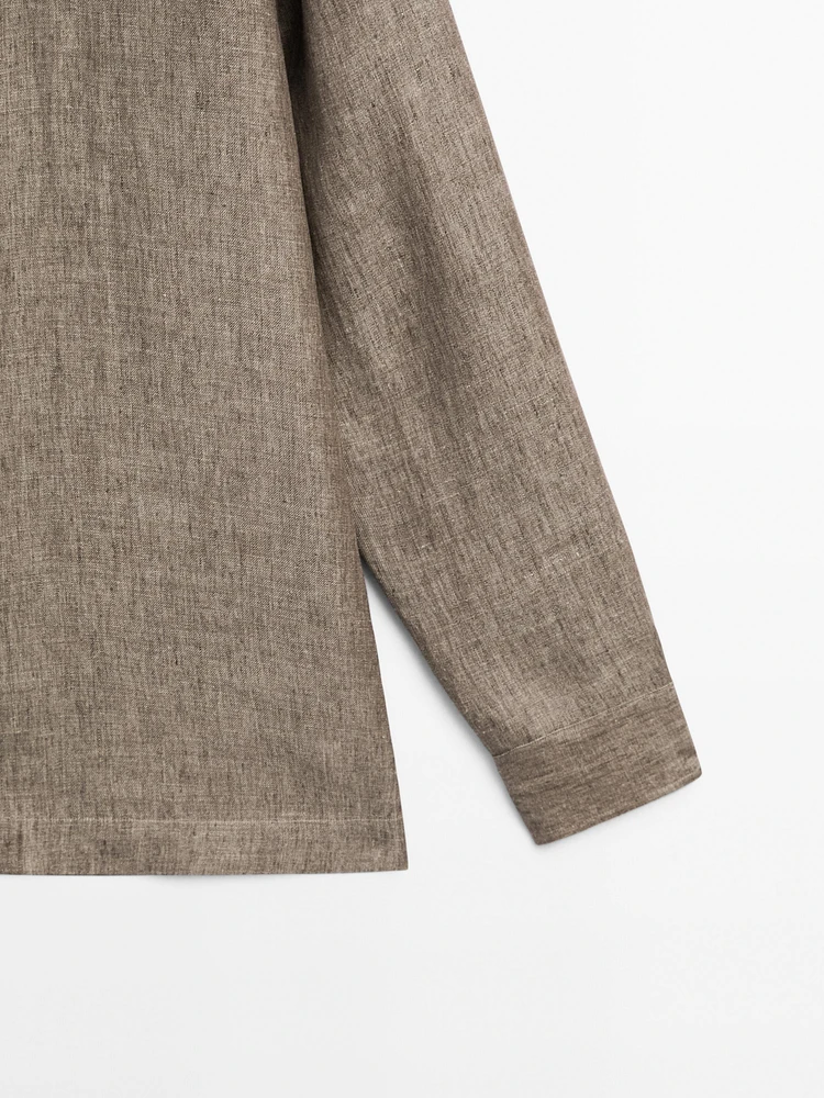 Chemise à col officier regular en lin - Limited Edition