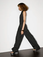 Pantalon à pinces imprimé rayures