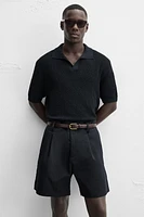 OPEN TEXTURED KNIT POLO SHIRT