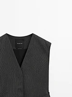 Veste sans manches avec liens en coton mélangé