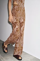 FAUX SUEDE CROCHET PANTS