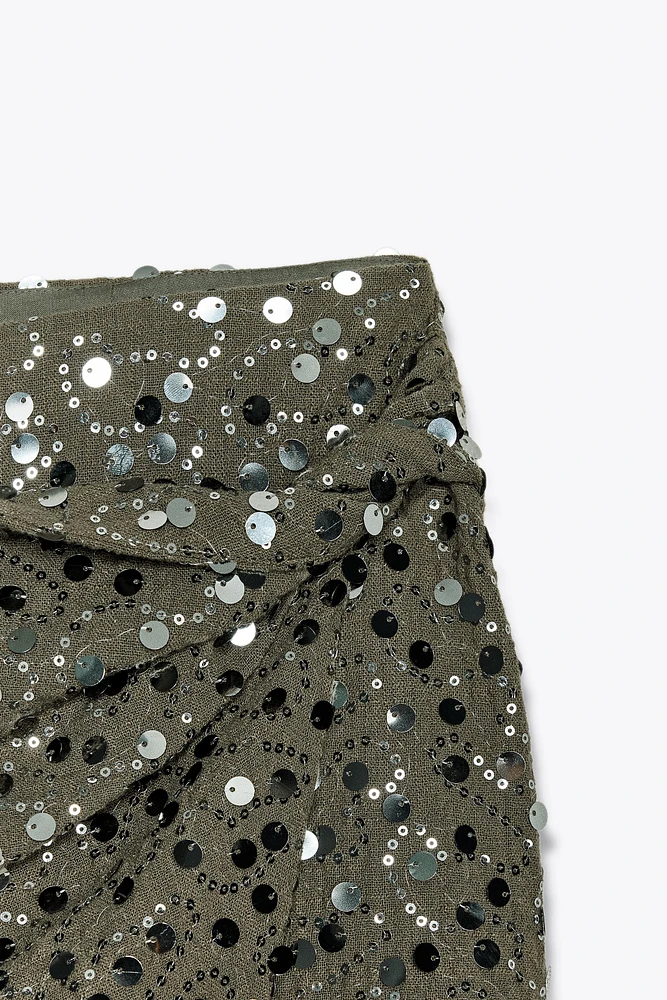 KNOTTED SEQUIN SKORT
