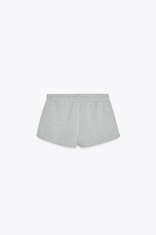METALLIC THREAD FLEECE SHORTS