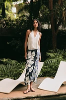 SATIN PRINTED MIDI SKIRT