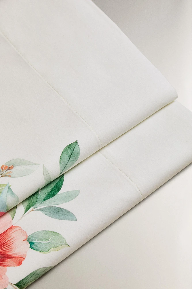 DRAP DE DESSUS COTON IMPRIMÉ FLEUR