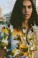 PRINTED POPLIN MIDI DRESS