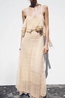 POINTELLE KNIT RUFFLED DRESS