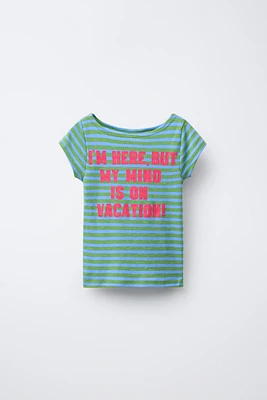 STRIPED T-SHIRT WITH TEXT