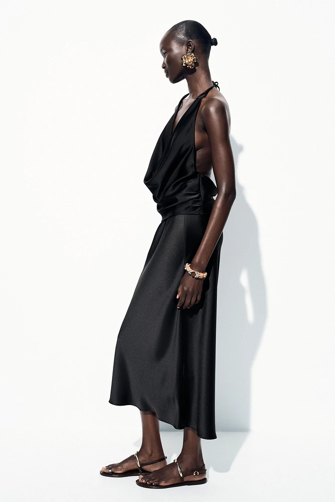SATIN MIDI SKIRT
