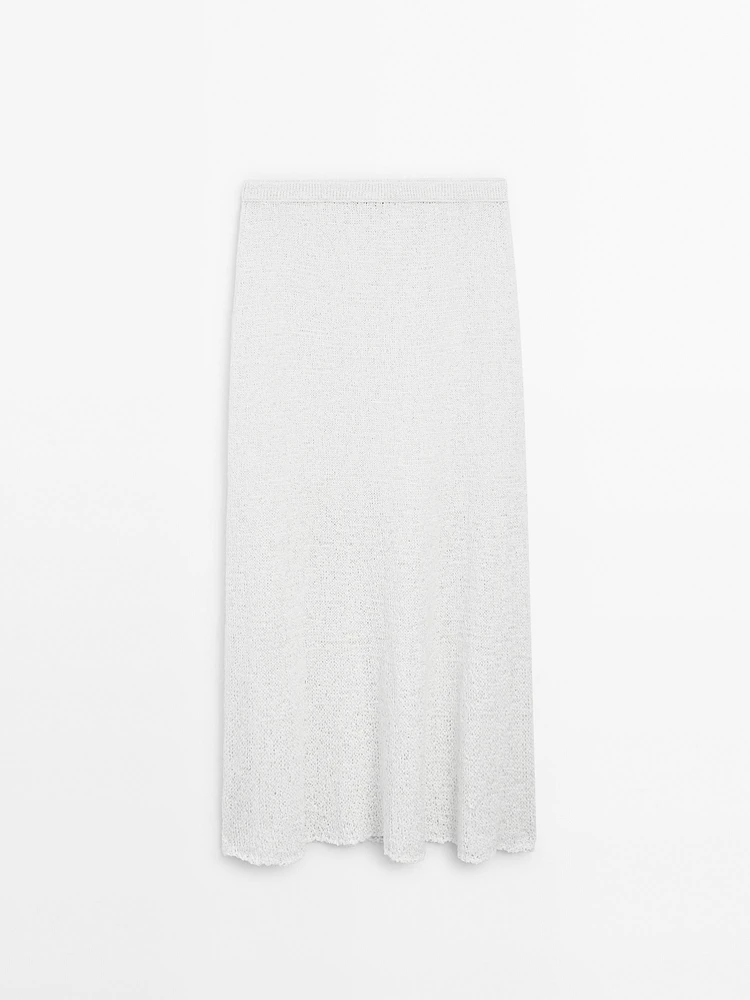 Jupe midi en maille de coton mélangé