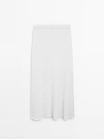 Jupe midi en maille de coton mélangé
