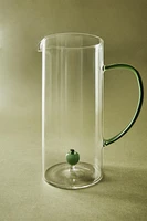 GLASS PITCHER WITH HANDLE AND APPLE DETAIL