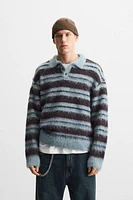 STRIPED BURSHED KNIT POLO