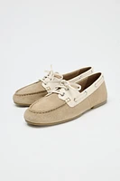 MOCASSINS COMBINÉS À LACETS EN DAIM