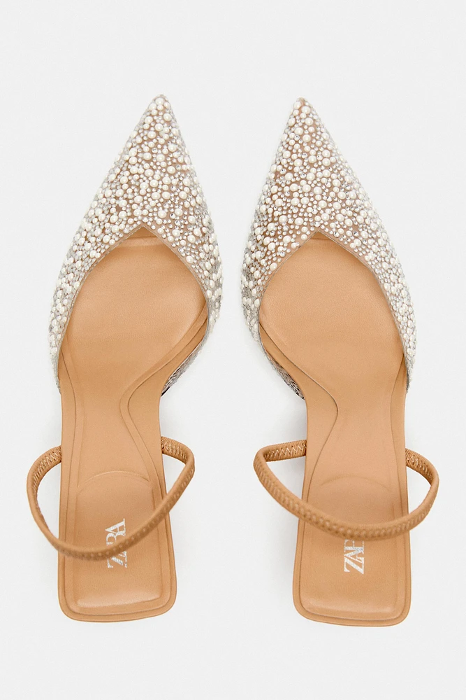 PEARL HEELED SLINGBACKS