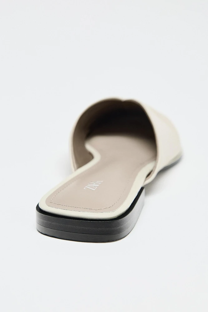 GATHERED LEATHER MULES