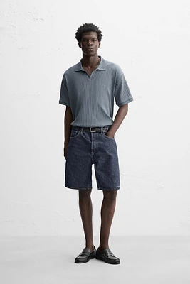RIBBED TEXTURED POLO SHIRT