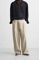 PANTALON LIN - COTON PLIS