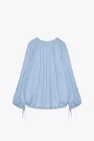 ZW COLLECTION MANDARIN COLLAR TIE SHIRT
