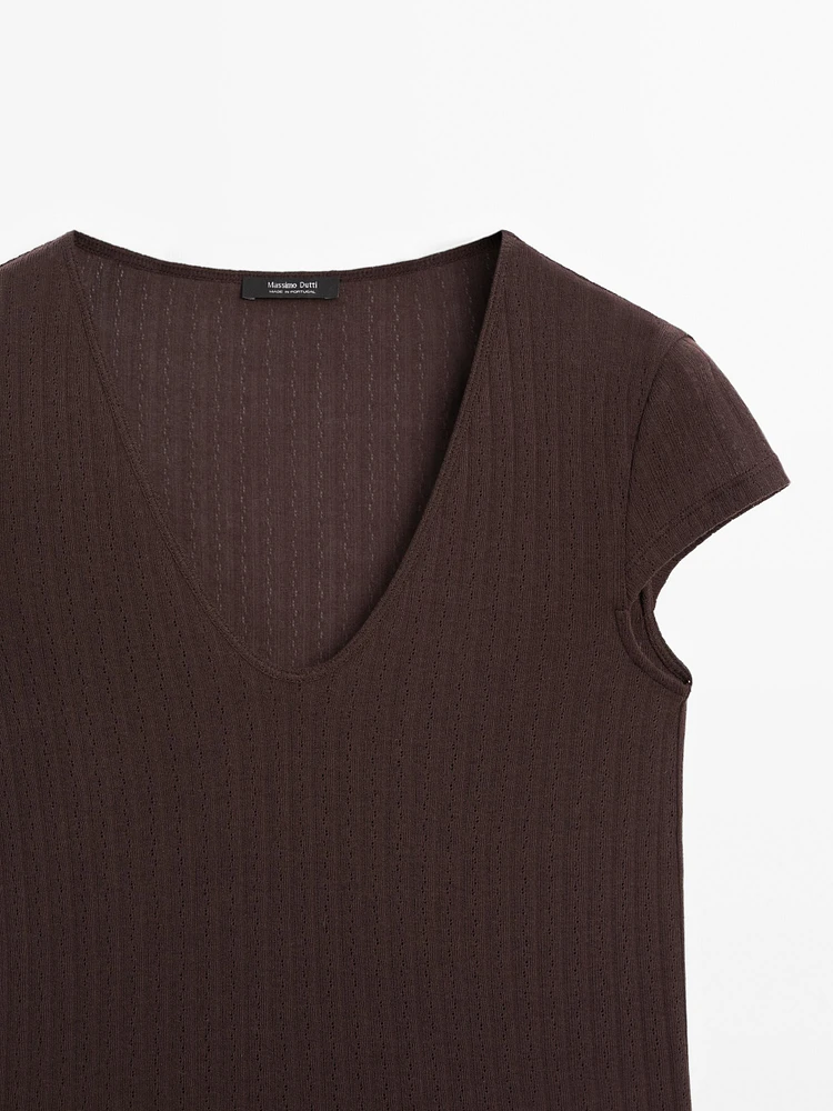 T-shirt maille ajourée pointelle