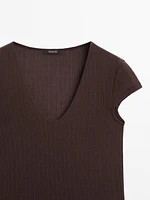 Pointelle cutwork T-shirt