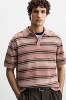 STRIPED WASHED KNIT POLO