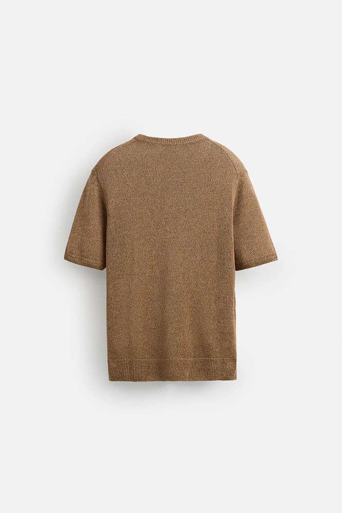 T-SHIRT EN MAILLE DE COTON ET LIN