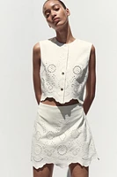 EMBROIDERED EYELET VEST TOP