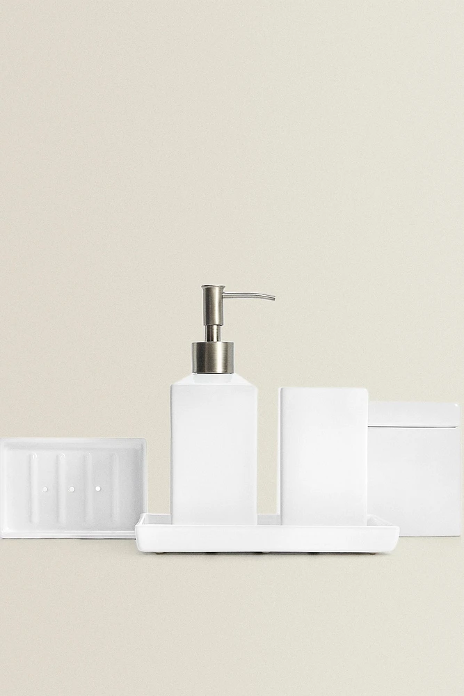 WHITE EARTHENWARE SOAP DISPENSER