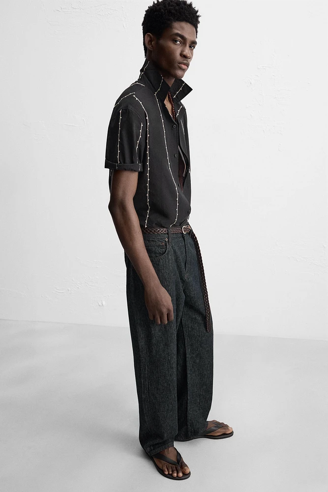 CHEMISE BRODERIE CONTRASTÉE