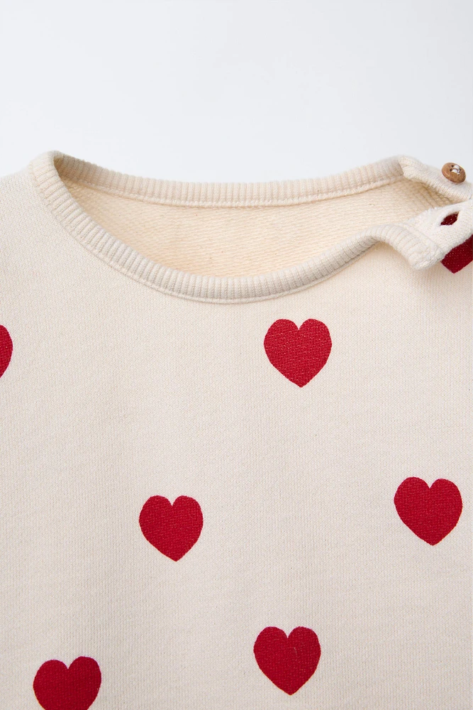 HEART PRINT SWEATSHIRT AND BERMUDA SET