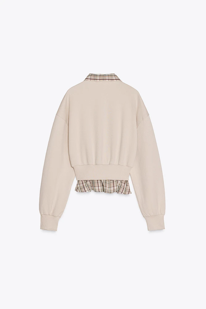 CONTRASTING POPLIN SWEATSHIRT