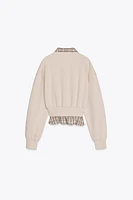 CONTRASTING POPLIN SWEATSHIRT