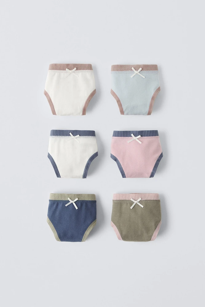 6-14 YEARS/ SIX PACK CONTRASTING RIB UNDERWEAR