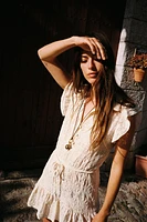 EMBROIDERED BELTED DRESS