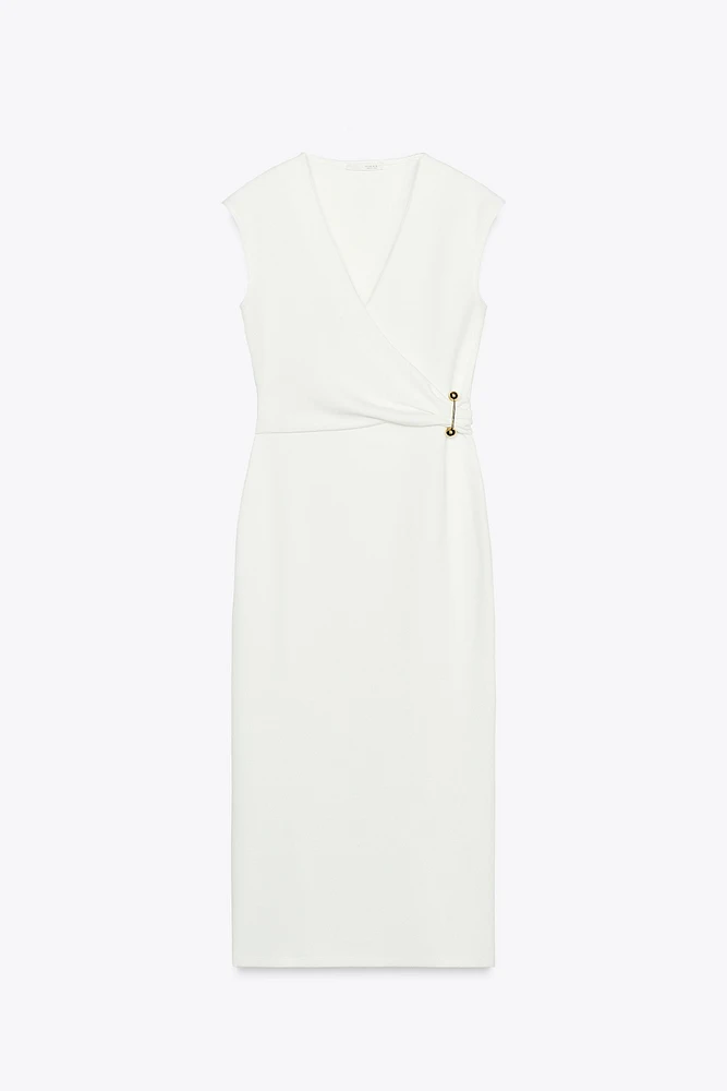 MIDI DRESS WITH BROOCH