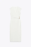 MIDI DRESS WITH BROOCH