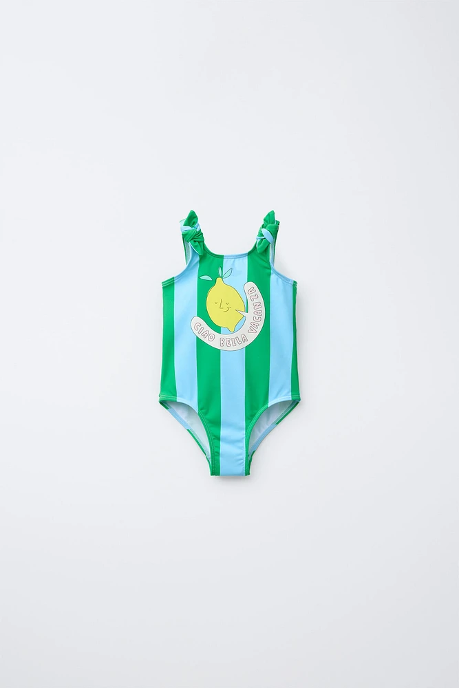 2-6 YEARS/ STRIPED LEMON SWIMSUIT
