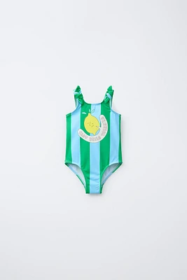 2-6 YEARS/ STRIPED LEMON SWIMSUIT