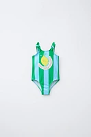 2-6 YEARS/ STRIPED LEMON SWIMSUIT