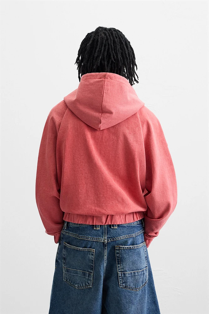 WASHED DETAIL ZIPPERED SWEATSHIRT